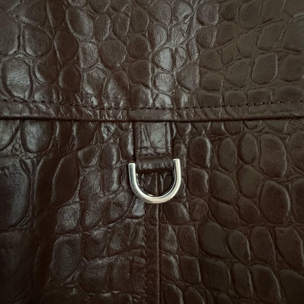 Saks Potts Dark Brown Croc-Embossed Jacket - Picture 3 of 7